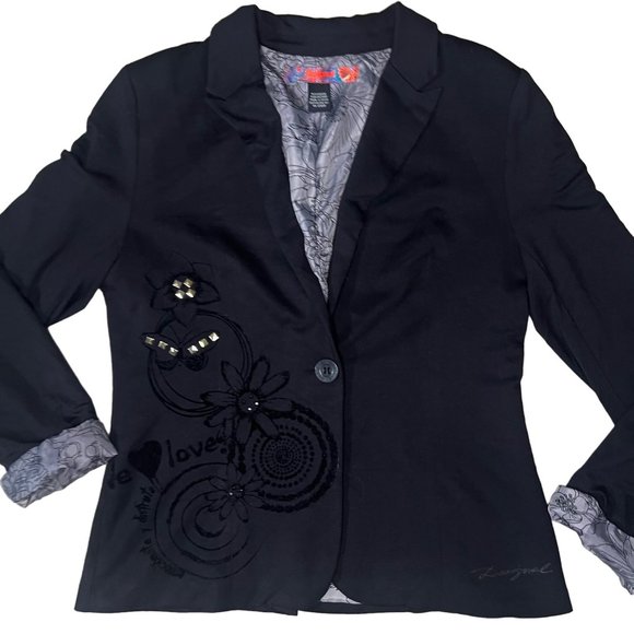 Desigual Womens black blazer button size 42 - Picture 2 of 9